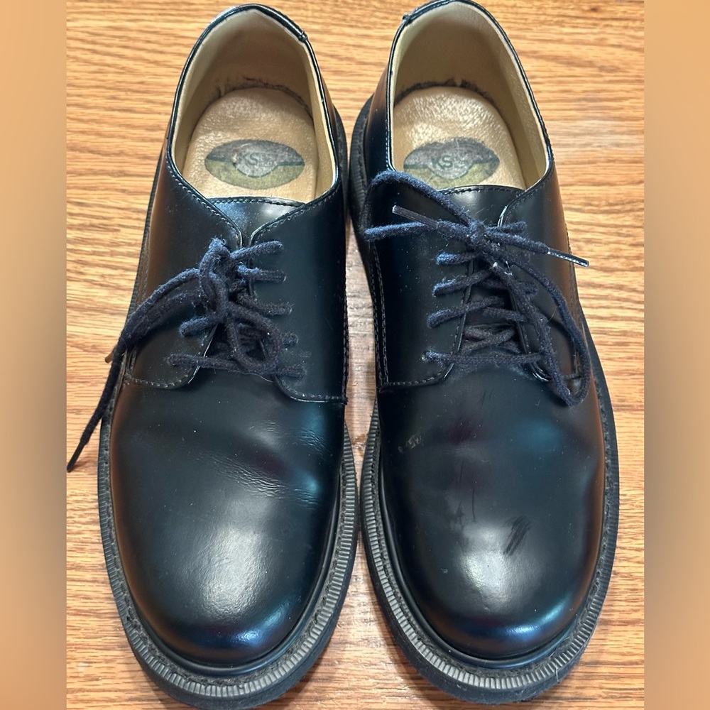 KS Black Leather Uppers Oil Resistant Lace Up Crew Kitchen Shoes Size 6 HTF